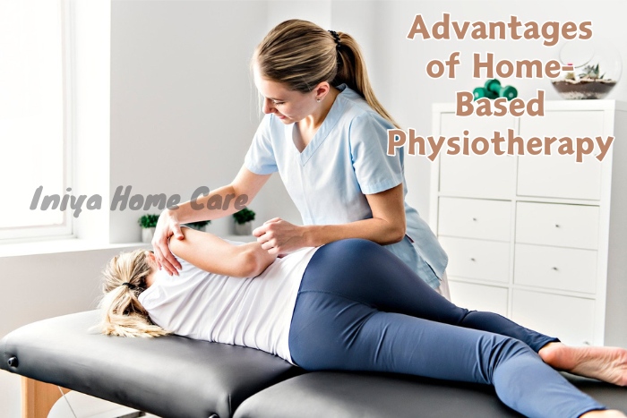 Female physiotherapist providing home-based physiotherapy to a patient in Pollachi, demonstrating the comfort and personalized care of Iniya Home Care services.