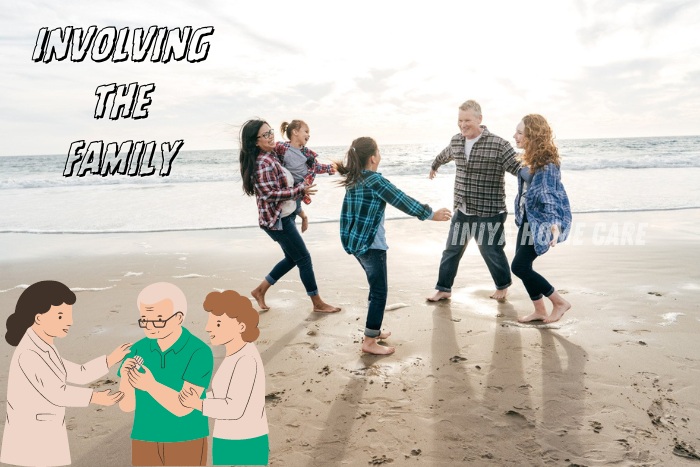 Family enjoying a day at the beach, highlighting the importance of involving the family in elder care, a key aspect of services provided by Iniya Home Care in Pollachi