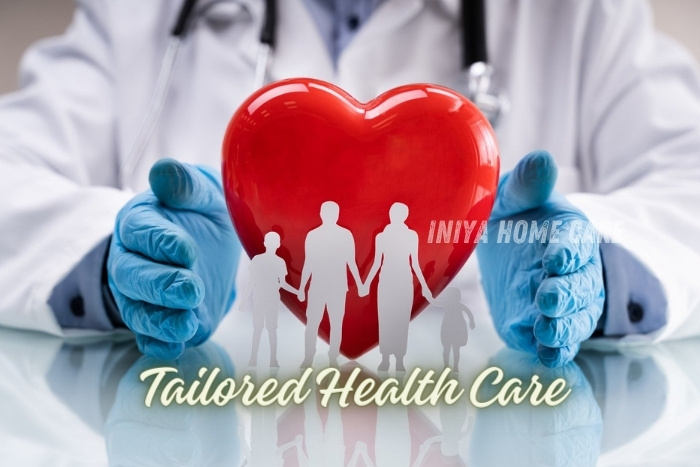 Doctor holding a heart-shaped symbol representing family, emphasizing the tailored health care services provided by Iniya Home Care in Pollachi