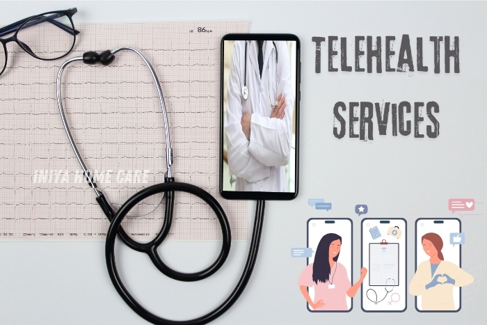 Smartphone displaying a doctor with a stethoscope, highlighting the telehealth services offered by Iniya Home Care in Pollachi. Providing convenient and accessible healthcare solutions from the comfort of your home