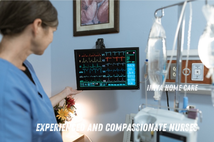 Experienced nurse at Iniya Home Care in Pollachi monitoring patient health using advanced medical technology, ensuring compassionate and reliable care