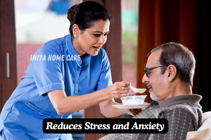 Iniya Home Care in Pollachi assisting a senior man with warm and compassionate service, helping reduce stress and anxiety through personalized care